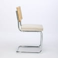 thumbnail image 4 of Dining Chairs Set of 2, Mid-Century Modern Velvet Upholstered Accent Chairs with Natural Cane Back & Stainless Chrome Base, Comfy Kitchen Chairs for Living Room Bedroom Office, Beige, 4 of 7