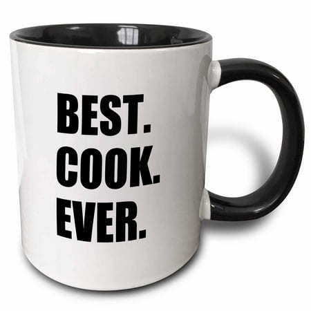 3dRose Best Cook Ever - text gifts for worlds greatest chef and cooking fans - Two Tone Black Mug, (Best Way To Cook Mung Beans)