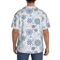 thumbnail image 5 of Haiem Retro ice blue snowflakes Men's Casual Shirts Short Sleeve Button Down Shirts Fashion Textured Summer Beach Shirt-X-Large, 5 of 7