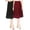 Black-Burgundy, variant on Women's Solid Flared Lightweight Elastic Waist A-line Skirt Pack of 2