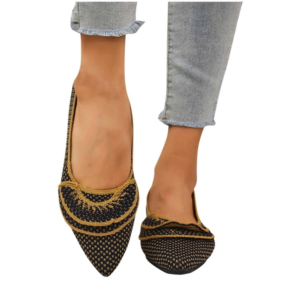 Purcolt Women's Ballet Flats Dressy Casual Pointed Toe Knit Dress Shoes Comfortable Slip On Classic Business Shoes for Work Office