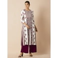 thumbnail image 5 of Indya Women's Ivory Maroon Floral Striped Yoke Straight Kurta, 5 of 6