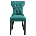 thumbnail image 2 of Maklaine Polyester Fabric and Rubberwood Dining Side Chair in Teal, 2 of 8