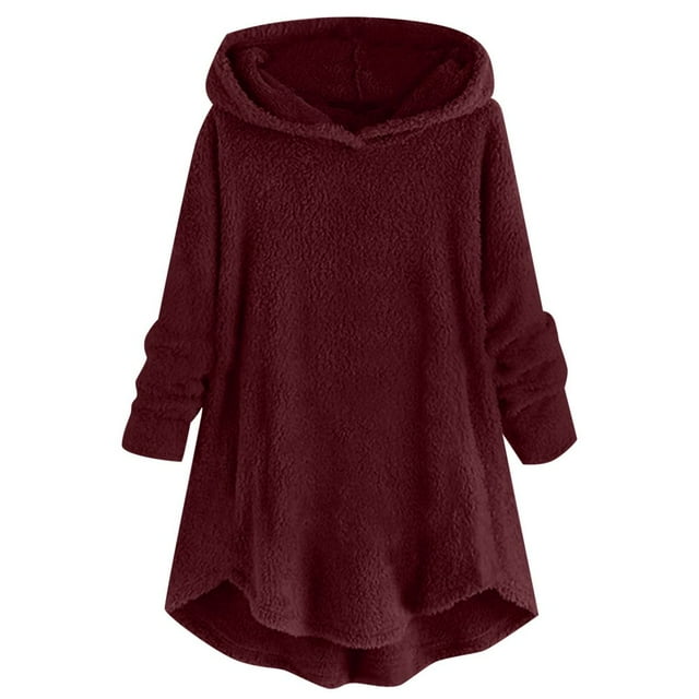 Womens Cardigan Plus Size Button Plush Tops Hooded Loose Cardigan Wool Coat Winter Jacket Navy Xl