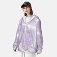 thumbnail image 3 of Balery Lavender Glitter Foil Stripes Sudadera ligera de manga larga con capucha y protección solar UPF 50+ para hombre y mujer, ideal para pesca y running-3X-Large, 3 of 7