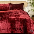 thumbnail image 2 of DecorAvenue Ultra Luxury Velevt Duvet Cover Set 3 Pc Comforter Cover Set for Home Decoration with Zip Closure no Filling Burgundy Color Full Double Size 80" x 90" Inches, 2 of 6