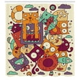 thumbnail image 3 of Urban Graffiti Shower Curtain, Humorous Doodle of Square Faced Hungry Cats and Fishes Funny Characters, Fabric Bathroom Set with Hooks, 69W X 75L Inches Long, Multicolor, by Ambesonne, 3 of 3