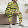 thumbnail image 5 of Wukai Mardi Gras Purple Yellow Plaid Men's Long-Sleeve Pajama Set - Comfortable Sleepwear with Button-Down Shirt and Pants-XX-Large, 5 of 6