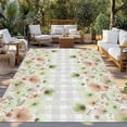 thumbnail image 2 of Green Floral Outdoor Rug for Patio/Deck/Porch, Non-Slip Large Area Rug 4 x 6 Ft, Spring Flowers Botanical Gray and White Plaid Indoor Outdoor Rugs Washable Area Rugs, Camping Rug Carpet Runner, 2 of 8
