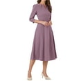 thumbnail image 4 of INSPIRE CHIC Women's Work Dress A Line 3/4 Sleeves Elegant Midi Dress L Purple Grey, 4 of 5