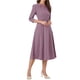 thumbnail image 4 of Vestido de trabajo para mujeres INSPIRE CHIC, corte A, mangas 3/4, vestido midi elegante, púrpura y gris, talla XL, 4 of 6