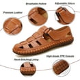 thumbnail image 2 of Men's Closed Toe Sport Sandals - Leather Outdoor Fisherman Shoes, Anti-Slip Rubber Sole for Summer Beach, 2 of 6