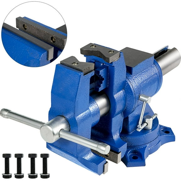 VEVOR 4" Heavy Duty Bench Vise , Double Swivel Rotating Vise Head/Body Rotates 360 ,Pipe Vise Bench Vices 15Kn Clamping Force, for Clamping Fixing Equipment Home or Industrial Use