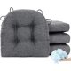 thumbnail image 1 of Cojines para sillas de comedor, cojines para asientos de cocina, juego de 4 almohadones con tiras para interior, antideslizantes, para oficina, gris oscuro, 1 of 4