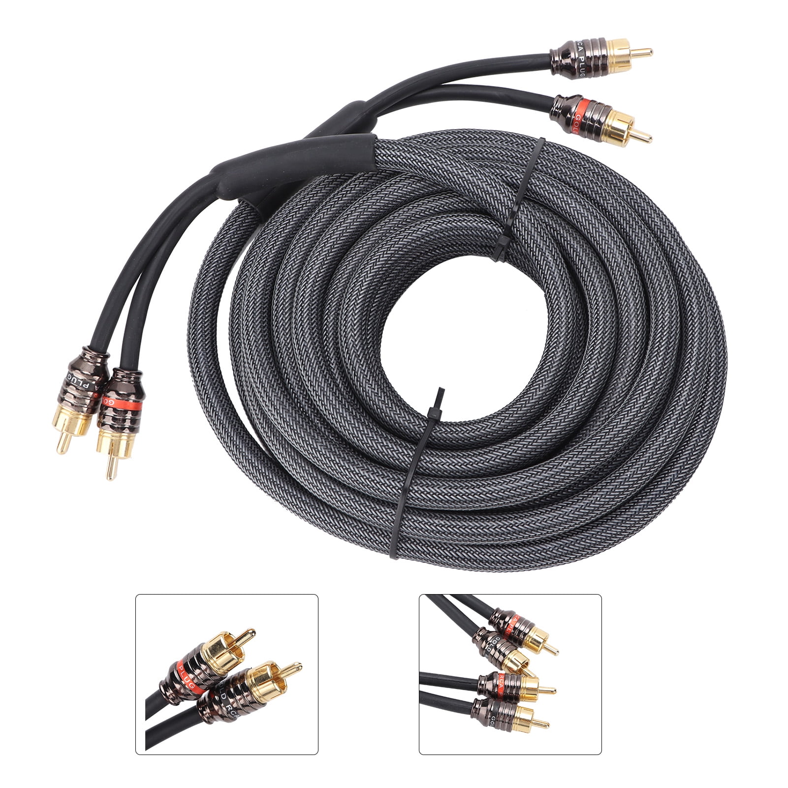 LHCER Cable Plug,Car Audio Signal Cable Adapter 4.5m/180in Black PVC