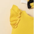 thumbnail image 5 of Dooleck Baby Girl Clothes Infant Ribbed Ruffle Bodysuit Sunflower Shorts Outfit Set, 5 of 8