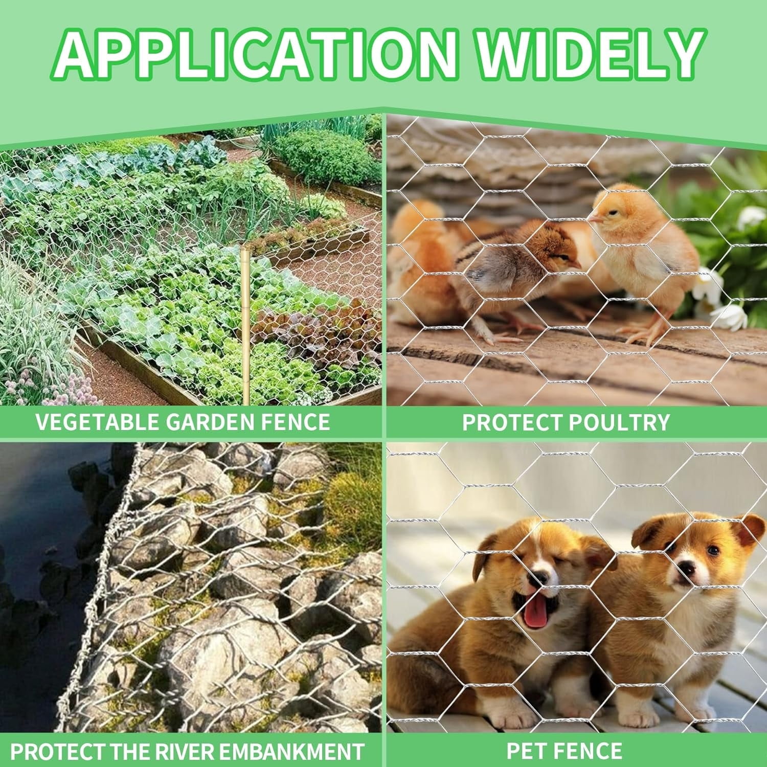 Gixusil Chicken Wire 15.74 in x 197 in Poultry Wire Netting Hexagonal Galvanized Mesh Garden Fence Barrier for Craft Projects, Pet Rabbit Chicken Fencing, Dogs,Silver