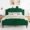 thumbnail image 2 of Einfach Queen Size Platform Bed Frame with Curved Velvet Wingback Headboard & USB Charging Station, Green, 2 of 8