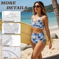thumbnail image 6 of Xoenoiee Tropical Palm Tree Plumeria Flower Print Women High Waisted Bikini Sets Two Piece Push Up Swimsuit Tummy Control Bathing Suit Full Coverage Swimwear, Size XL, 6 of 7