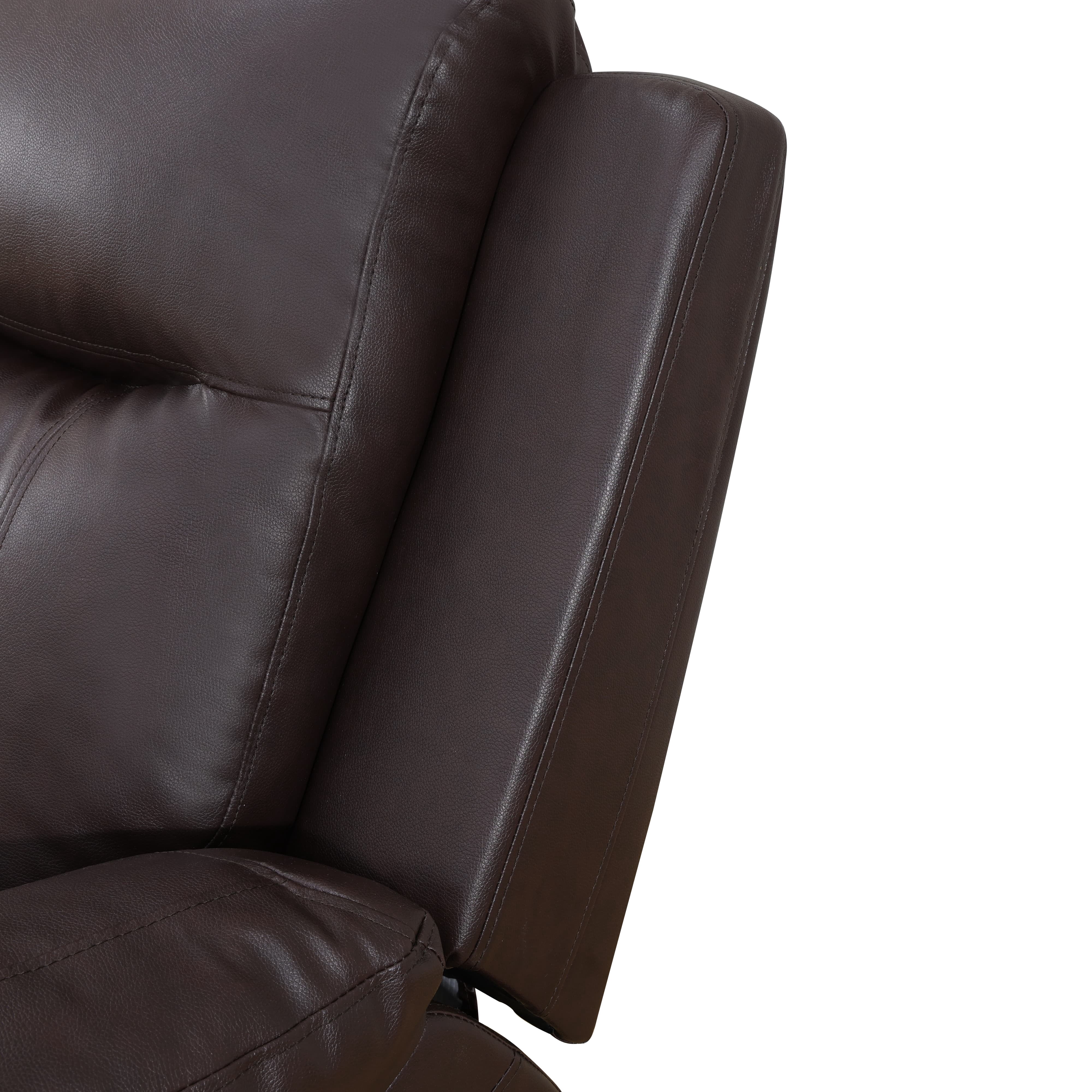 MAYEERTY Reclining Loveseat, 2-Seat Breathable Semi-PU Leather Recliner with Adjustable Backrests for Living Room, Brown
