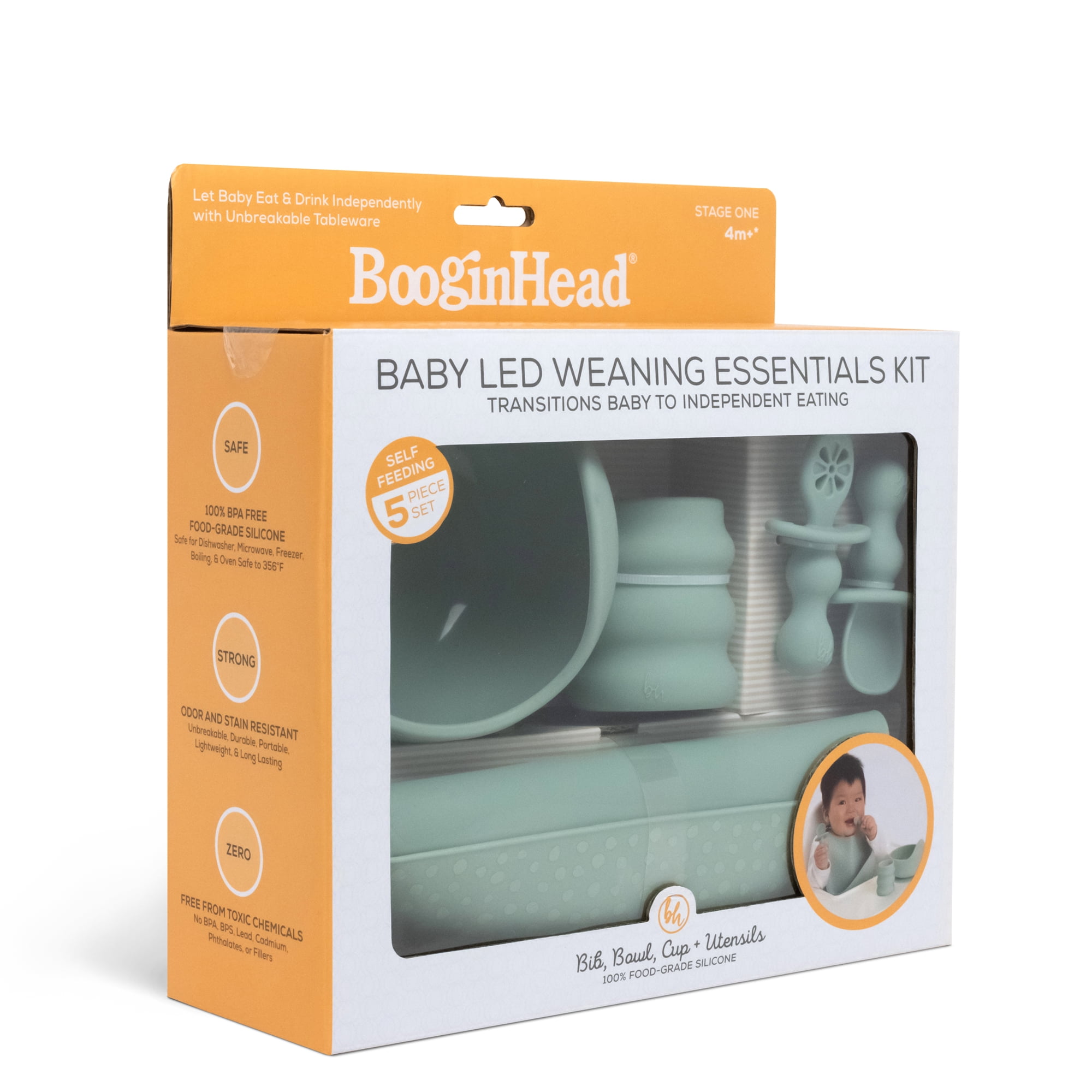 NobleTots Silicone Feeding Set - Baby LED Weaning Supplies, Olive Green