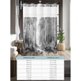 thumbnail image 6 of No Hook Grey Shower Curtain with Snap in Liner Set, Modern Oil Painting Art Forest Waterproof Fabric Bathroom Curtains with See Through Top Window, Hotel Style Small 36 x 72 Inch, 6 of 7