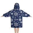 thumbnail image 2 of Dark Blue Christmas Snowflake Pattern Blanket Hoodies for Kids 6-13YR Oversize Wearable Blanket Hoodies for Boys Girls Teens, 2 of 7