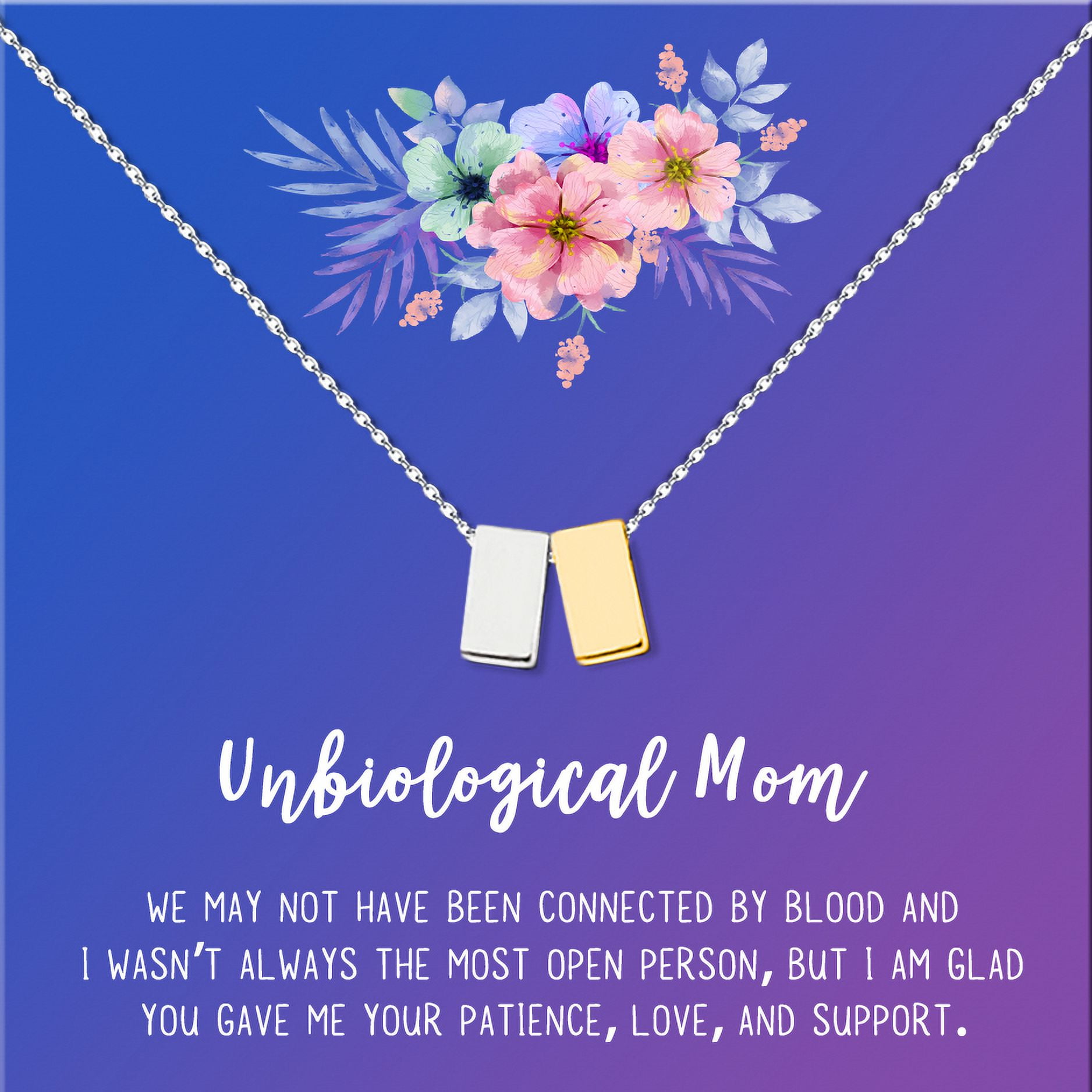 Unbiological Mom Mother's Day Gift for Mom, Mother in Law Gift, Mother's Day Gift Box, Mother's Day Gift Idea, Gift for Mom, Jewelry For Mother[Silver and Gold Cube,Blue-Purple Gradient]
