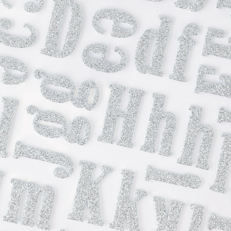 Sticko Large Silver Glitter Foam Alphabet Stickers, 104 Piece