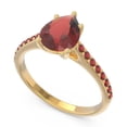 thumbnail image 2 of Diamond-Capitals 2.30 Carat Stylish Pear Cut Garnet Gemstone Anniversary Ring for Ladies Solid 14K Yellow Gold Size 5, 2 of 8