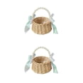 thumbnail image 3 of Methold Cesta de flores con mango de perla para dama de honor romántica, ceremonia de compromiso portátil, diseño Simple, cestas tejidas Tipo 3 2Conjunto, 3 of 6