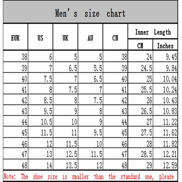 Walmart Shoe Size Chart
