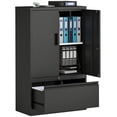thumbnail image 1 of HOMCOM Armoire de Rangement en Métal avec Tablette Réglable, Classeur, Noir, 1 of 10