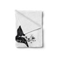 thumbnail image 2 of Black and White Soft Flannel Fleece Throw Blanket, Hummingbird with Hearts Tail and Swirled Feathers Monochrome Animal, Cozy Plush for Indoor and Outdoor Use, 50" x 70", Black and White, by Ambesonne, 2 of 5