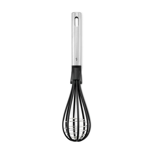 Starfrit Gourmet STEEL Fouet En Nylon, Résistant À La Chaleur, Sécuritaire Pour Antiadhésif, Manche En Acier Inoxydable, Fouet Trois Ballons Efficace, Support Intégré, Va Au Lave-Vaisselle