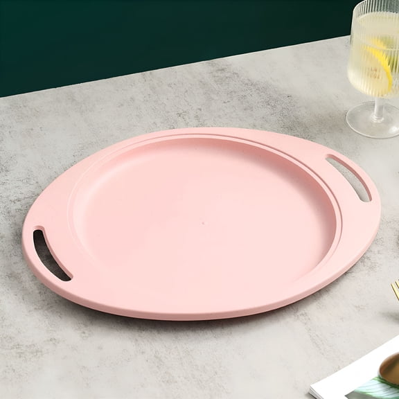 ACDANC Set of 2 Oval Plastic Dinner Plates with Handles for Serving,Stackable Heat Resistant Dishwasher Safe Dinnerware for Home Kitchen Or Restaurant