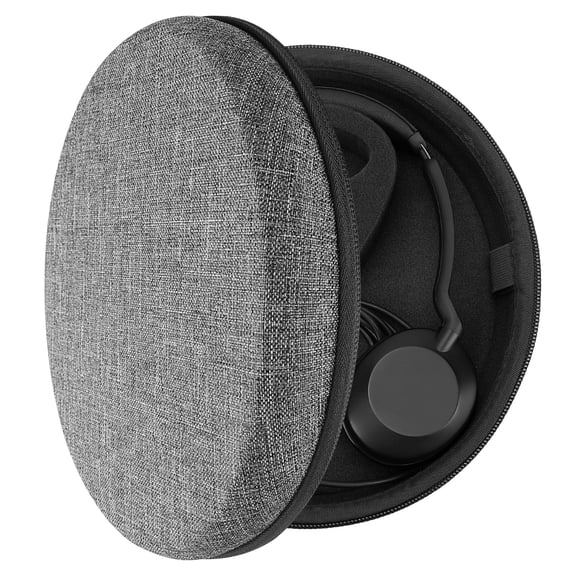 Geekria Shield Headphones Case for Lay Flat Call Center Headset, Replacement Hard Shell Travel Carrying Bag with Cable Storage, Compatible with Jabra, Plantronics, JVC and More Headset