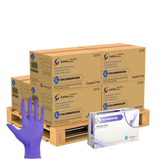 SafeWay Premium Nitrile Disposable Exam Gloves, Large, 8000/Box