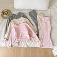 thumbnail image 4 of Pandaie Girls Drawstring Crop Blous Top Flare Pants 2 Piece Set Solid Color Stretch Long Sleeve Casual Fashion Tracksuit Pink,9-10 Years, 4 of 6