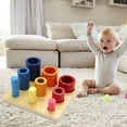 thumbnail image 4 of figatia Rainbow Wood Cylinder Geometry Shape Puzzle Stacker Block Match Game Educational, 4 of 9