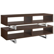 Modern Contemporary Urban Design Living Room Lounge Club Lobby Media TV Stand Console Table, Wood Metal Steel, Brown