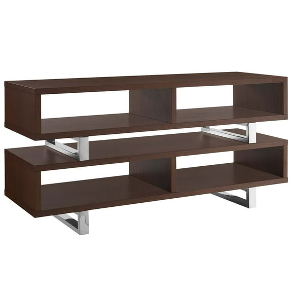 Modern Contemporary Urban Design Living Room Lounge Club Lobby Media TV Stand Console Table, Wood Metal Steel, Brown