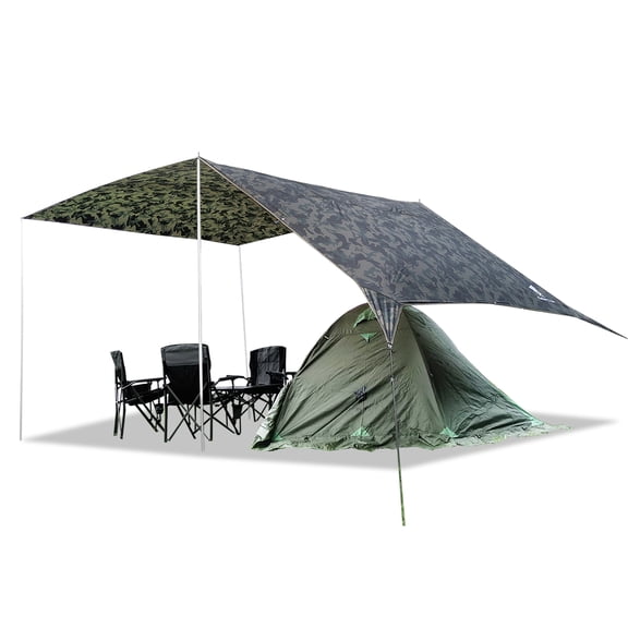 GEERTOP Large Hammokc Rain Fly Shelter 17 x 10ft Waterproof Camping Tarp Awning for Outdoor Backpacking Hiking Survival Travel Camo
