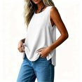 thumbnail image 6 of IUYRTFE Women Round Neck Sleeveless Tank Top with Side Slits Loose Fit Casual Summer Blouse, 6 of 7