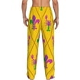 thumbnail image 3 of Uemuo Mardi Gras Crayfish and Fleur de lis Pattern Men's Wide Leg Palazzo Lounge Pants with Pockets Light Weight Loose Comfy Casual Pajama Pants-Small, 3 of 9
