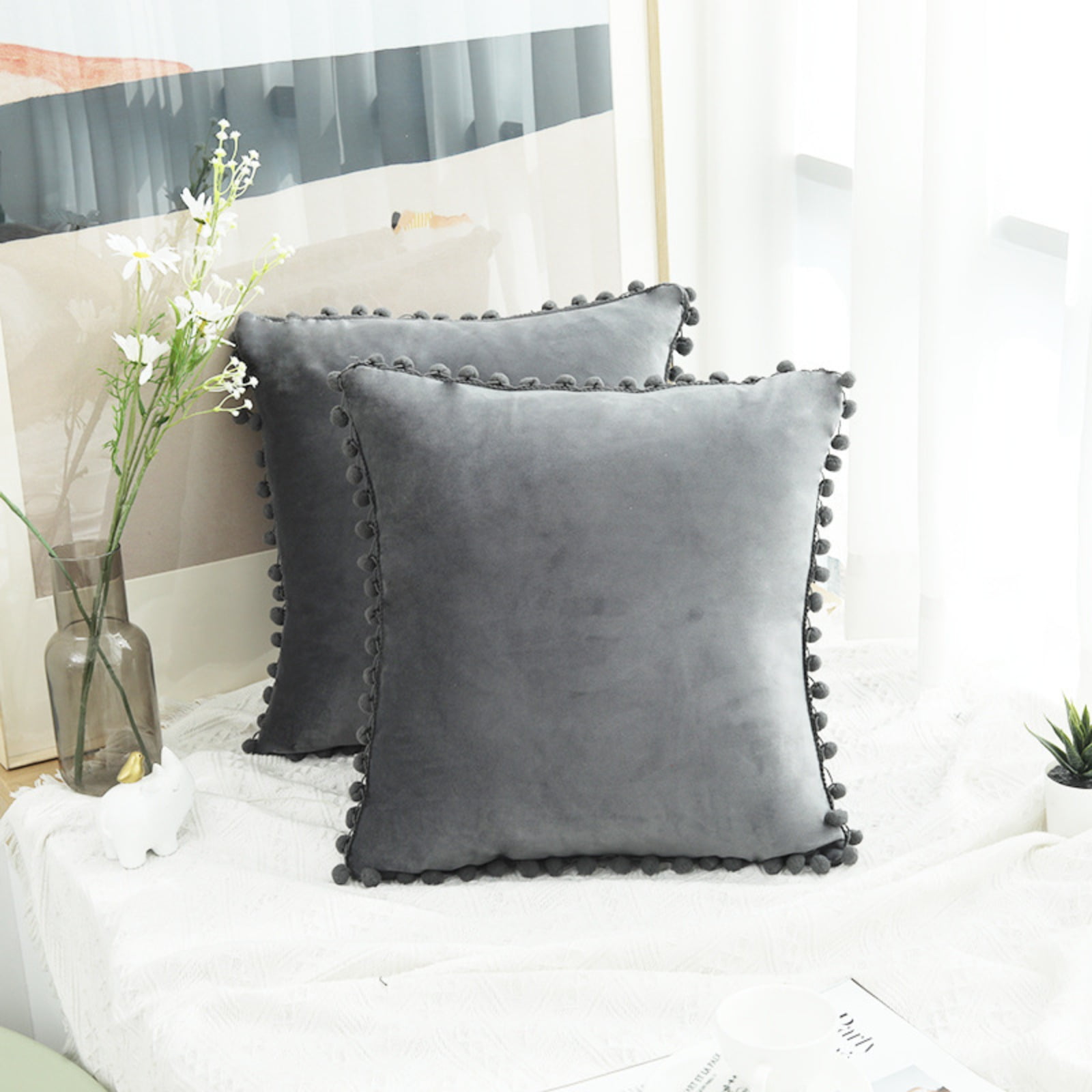 20×20 Inch Decorative Throw Pillow Cover 2-Pack Soft Textured Accent Cushion for Sofa Bed Living Room Home Decor
