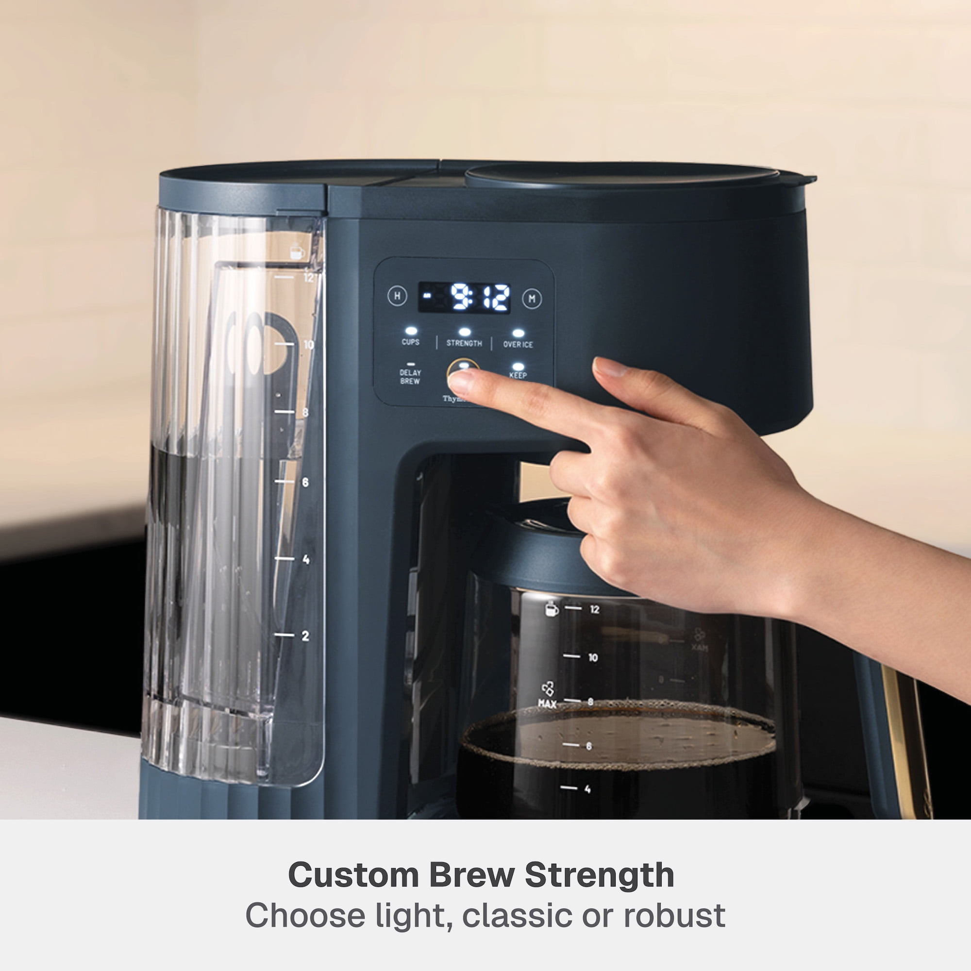 Thyme & Table 12-Cup Programmable Drip Coffee Maker with 60oz Water Reservoir, 4 Brew Modes, and Warming Plate, Atlantic Blue