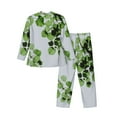 thumbnail image 2 of Kll Watercolor Green Leaves Sleepwear Mens Flannel Pajamas,Long Cotton Pj Set, 2 of 9