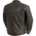 thumbnail image 2 of First Mfg Co - Commuter - Men's Motorcycle Biker Riding Brown Leather Jacket - 5X Large - Action Back Armor Pockets Gussets Thermal Liner Vented, 2 of 5