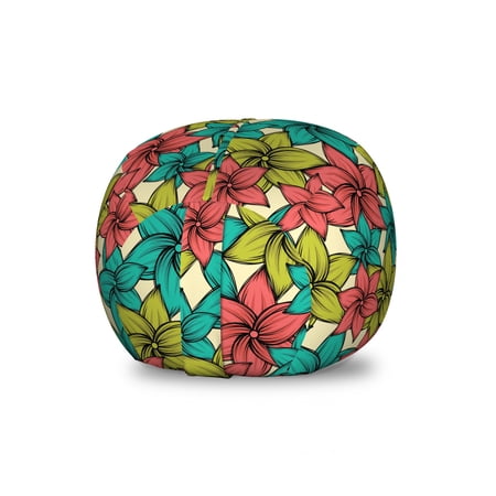 Floral Storage Toy Bag Chair  Summer Inspired Tropical Nature Art Composition with Colorful Exotic Flowers Aloha  Stuffed Animal Organizer Washable Bag  Small Size  Multicolor  by Ambesonne